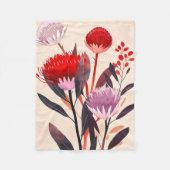 Modern minimalistischer Boho-Blumen-Botanik Fleecedecke (Vorderseite)