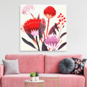 Modern minimalistischer Boho-Blumen-Botanik Leinwanddruck (Insitu (Wohnzimmer))