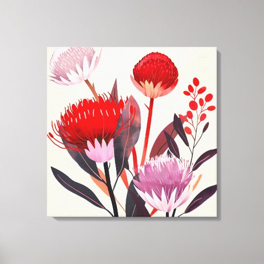 Modern minimalistischer Boho-Blumen-Botanik Leinwanddruck (Vorderseite)