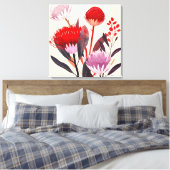 Modern minimalistischer Boho-Blumen-Botanik Leinwanddruck (Insitu (Schlafzimmer))