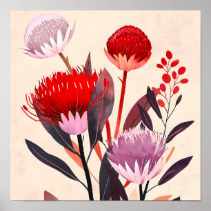 Modern minimalistischer Boho-Blumen-Botanik Poster