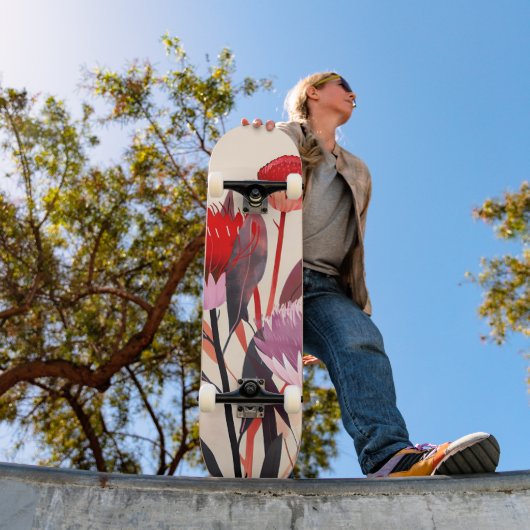 Modern minimalistischer Boho-Blumen-Botanik Skateboard (Außenbereich 1)