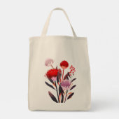 Modern minimalistischer Boho-Blumen-Botanik Tragetasche (Rückseite)