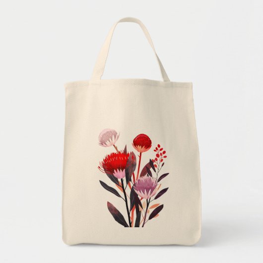 Modern minimalistischer Boho-Blumen-Botanik Tragetasche (Vorne)