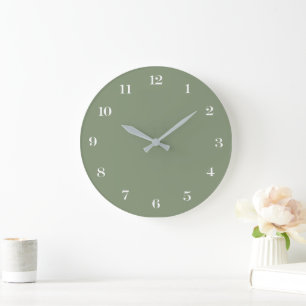Modern-minimalistischer Chic in Salbeigrün und Wei Große Wanduhr