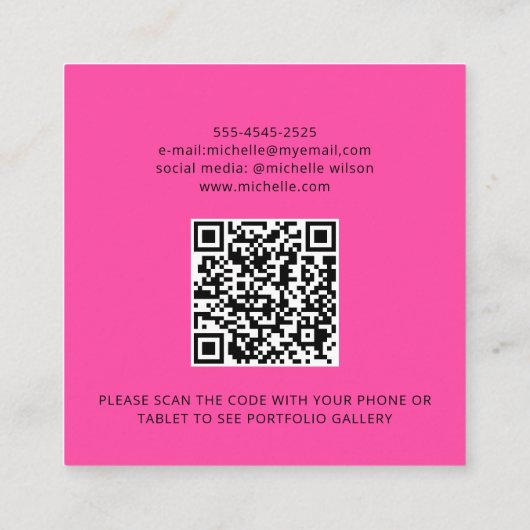 Modern minimalistischer einfacher QR-Code, persönl Quadratische Visitenkarte (Rückseite)