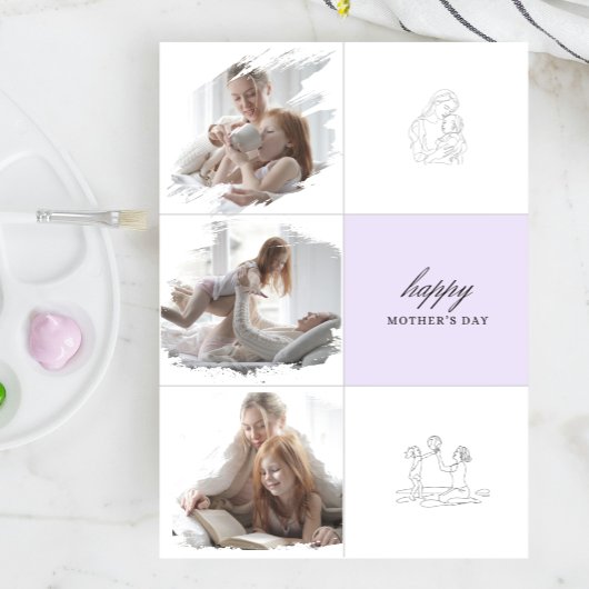 Modern Minimalistischer Elegante Mauve Foto Mother Karte