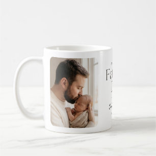 Modern minimalistischer erster Vatertag zwei Fotos Kaffeetasse