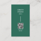 Modern minimalistischer grüner weißer QR-Code Visitenkarte (Rückseite)