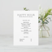 Modern minimalistischer Happy Hour Menükarte (Stehend Vorderseite)