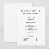 Modern minimalistischer Happy Hour Menükarte (Vorne/Hinten)