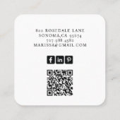Modern Minimalistischer Hello Schwarz-weiß QR Code Quadratische Visitenkarte (Rückseite)
