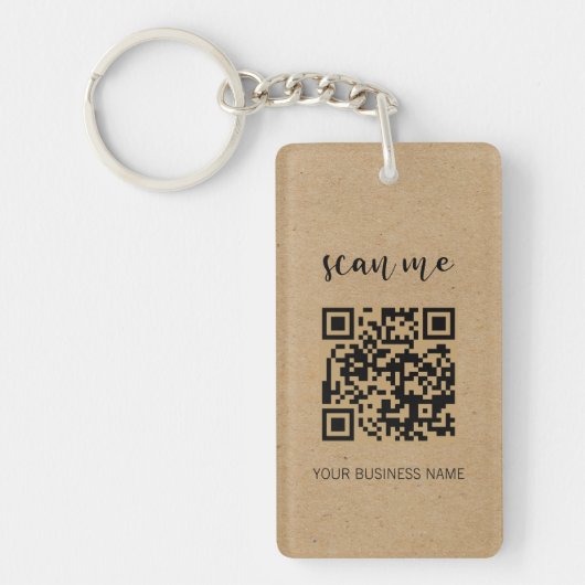Modern Minimalistischer Kraft QR Code Ihr Logo Schlüsselanhänger (Vorderseite)