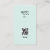 Modern minimalistischer Mint-schwarzer QR-Code Visitenkarte (Rückseite)