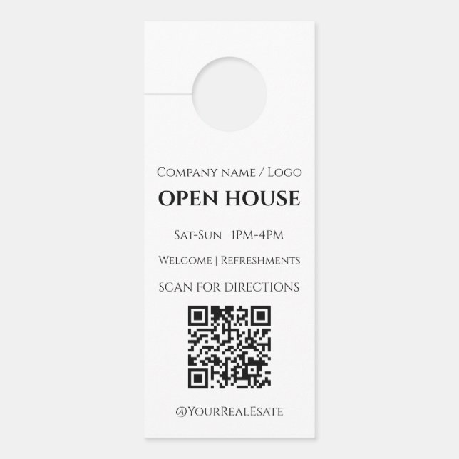 Modern-minimalistischer QR-Code für offene Immobil Türanhänger (Vorderseite)