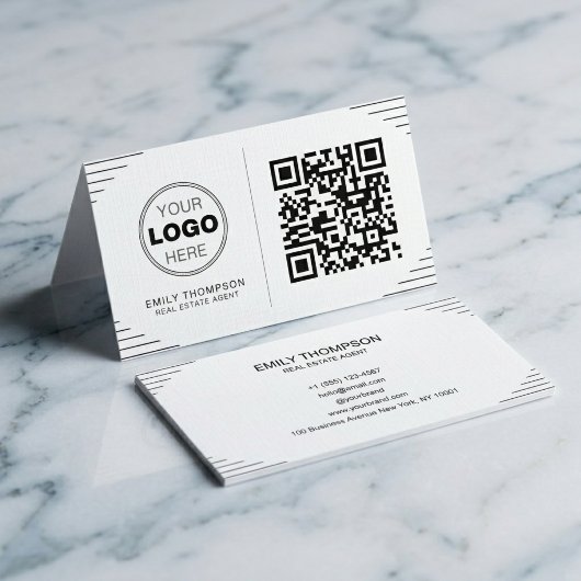 Modern-minimalistischer QR-Code | Luxuriöser Art D Visitenkarte