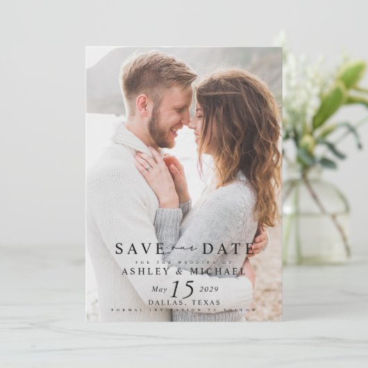 Modern Minimalistischer QR-Code-Website-Overlay fü Save The Date (Stehend Vorderseite)