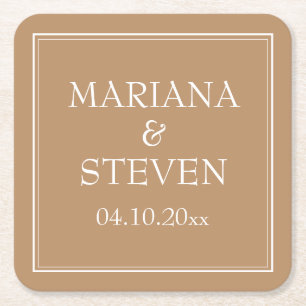 Modern-minimalistischer Rand Tan Beige Rechteckiger Pappuntersetzer