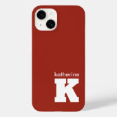 Modern Minimalistischer Ruby Red Monogram Name Ini Case-Mate iPhone Hülle (Rückseite)