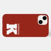 Modern Minimalistischer Ruby Red Monogram Name Ini Case-Mate iPhone Hülle (Rückseite (Horizontal))