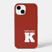 Modern Minimalistischer Ruby Red Monogram Name Ini iPhone Hülle (Rückseite)