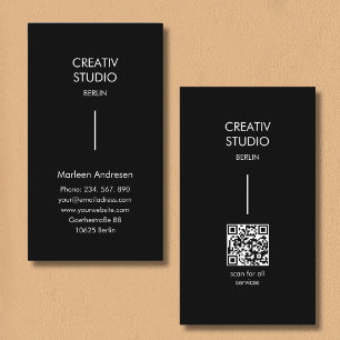 Modern minimalistischer Schwarz-Weiß-QR-Code Visitenkarte