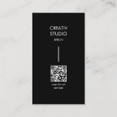Modern minimalistischer Schwarz-Weiß-QR-Code Visitenkarte (Rückseite)
