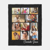 Modern-minimalistischer schwarzer 10-Foto-Kollage  Fleecedecke (Vorderseite)