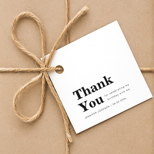 Modern minimalistischer schwarzer und weißer Gebur Geschenkanhänger