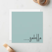 Modern Minimalistischer Skriptname Note from Blue Mitteilungskarte (Vorderseite/Rückseite Beispiel)