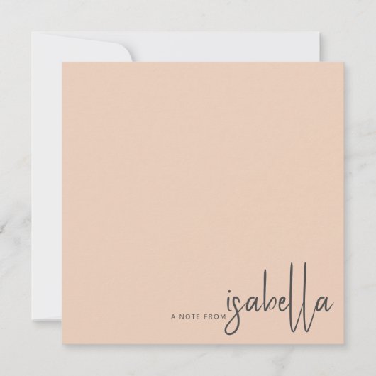 Modern Minimalistischer Skriptname Note from Mitteilungskarte (Vorderseite)