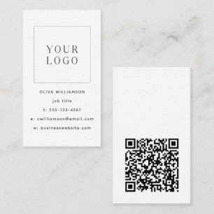 Modern minimalistischer weißer vertikaler Logo-QR- Visitenkarte