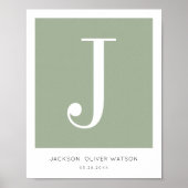 Modern Minimalistisches Baby Name Kinderzimmer Mon Poster (Vorne)