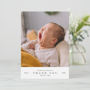 Modern minimalistisches Babyfoto Zwei Fotos Dankeskarte