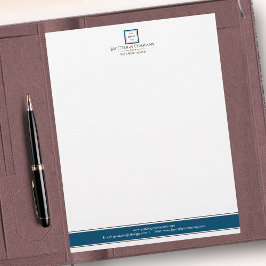 Modern Minimalistisches Blue Border Business-Logo Briefbogen