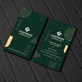 Modern-minimalistisches Dunkelgrün und Gold Untern Visitenkarte