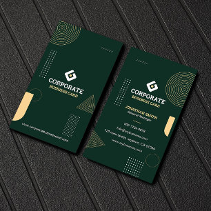 Modern-minimalistisches Dunkelgrün und Gold Untern Visitenkarte