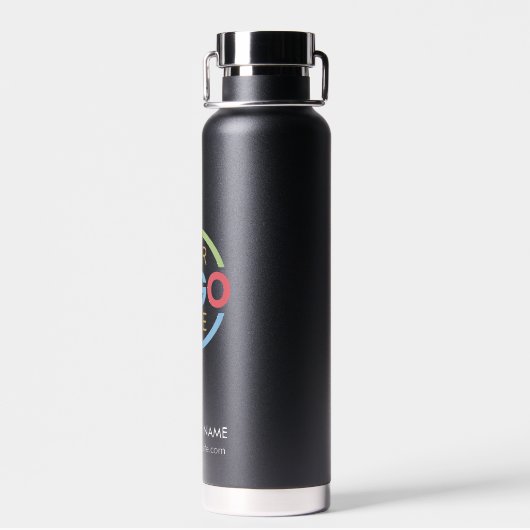 Modern Minimalistisches Firmenlogo für Schwarze Un Trinkflasche (Rückseite)