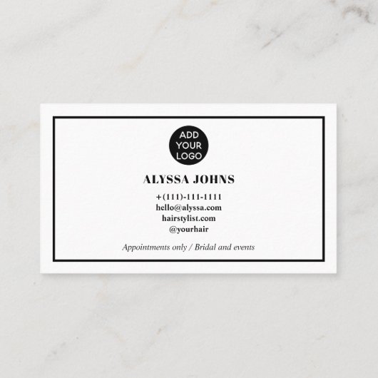 Modern-minimalistisches Foto-Logo Visitenkarte (Rückseite)