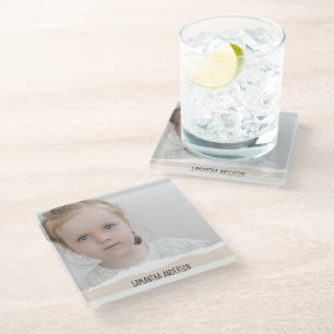 Modern minimalistisches Foto & personalisierter Te Glasuntersetzer