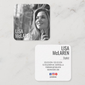 Modern Minimalistisches Foto Visitenkarte mit/ Soz