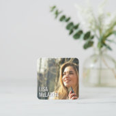 Modern Minimalistisches Foto Visitenkarte mit/ Soz (Stehend Vorderseite)