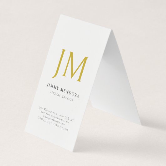 Modern minimalistisches goldenes Monogramm schlich Visitenkarten (Vorderseite)