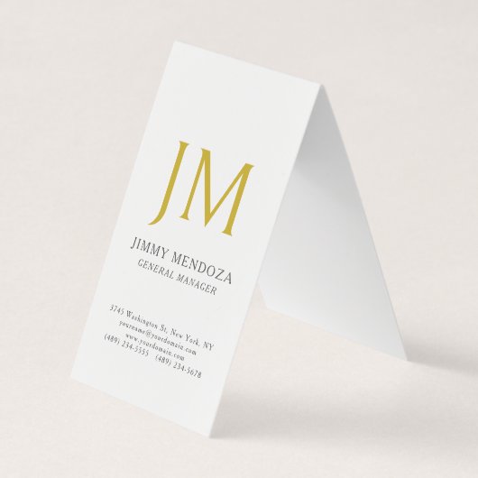 Modern minimalistisches goldenes Monogramm schlich Visitenkarten (Vorderseite)