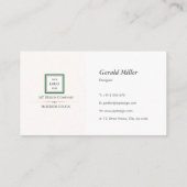 Modern Minimalistisches grün grenzübergreifendes F Visitenkarte (Rückseite)