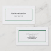 Modern Minimalistisches Grün Visitenkarte (Vorne/Hinten)