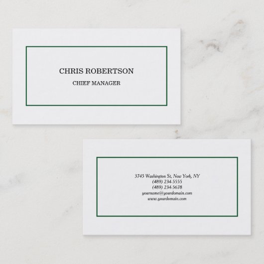 Modern Minimalistisches Grün Visitenkarte (Vorne/Hinten)