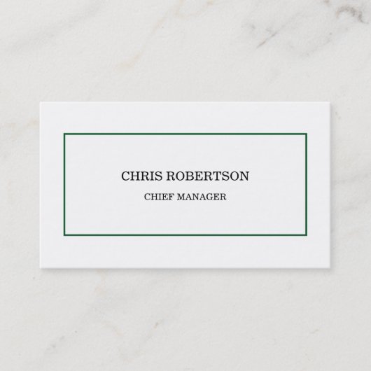 Modern Minimalistisches Grün Visitenkarte (Vorderseite)
