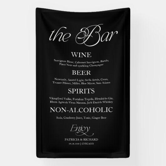 Modern minimalistisches Hochzeitsmenü-Schild "The  Banner (Vertikal)