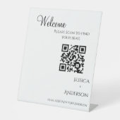 MODERN minimalistisches Hochzeitssitzdiagramm Qr C Sockelschild (Vorderseite)